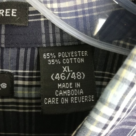 North Crest Mens Shirt Button Down Wrinkle Free Blue Plaid Long Sleeve XL - Picture 12 of 12